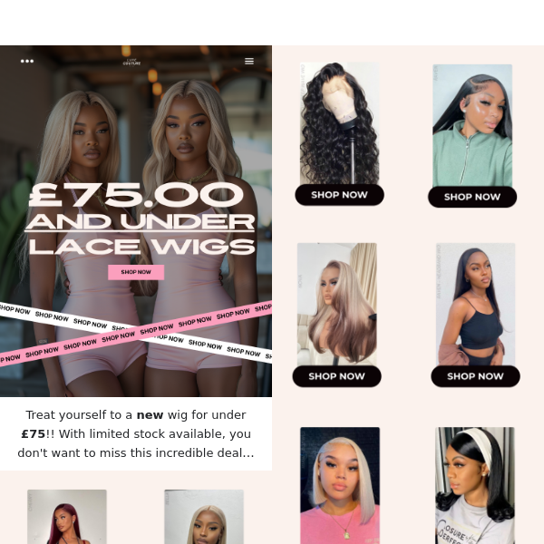 🤑 WIGS UNDER £75 🔥