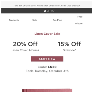 20% Off Perfect Linen Cover Albums Starts Now!