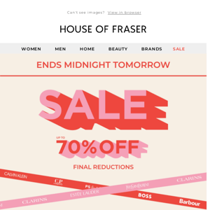 UP TO 70% OFF | ENDS TOMORROW