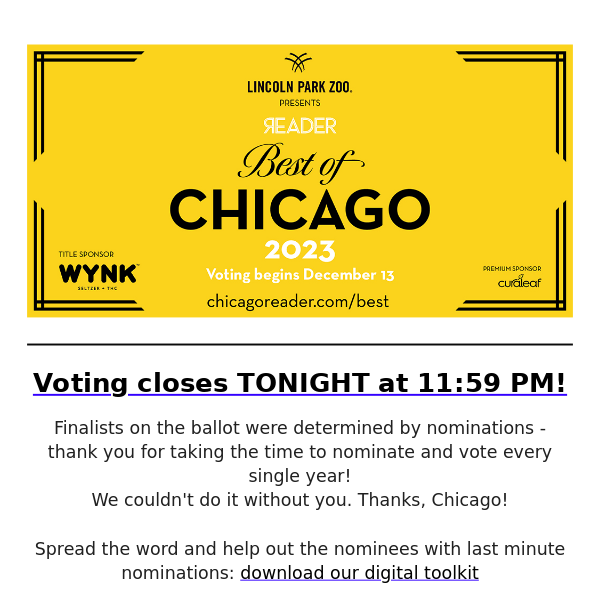 🏆 Your last chance to vote for the Best of Chicago!