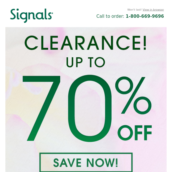 Up to 65% off! Clearance savings