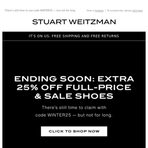While You Still Can: Extra 25% Off Full-Price and Sale Shoes