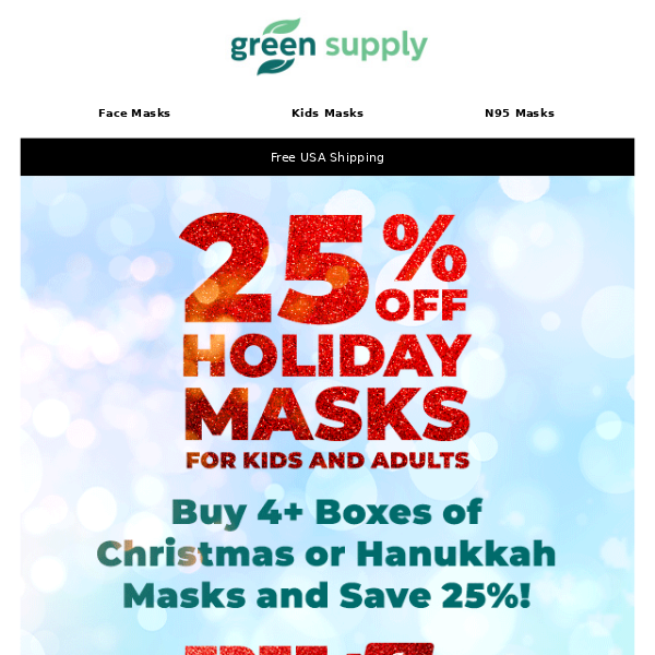 🎅🎄25% Off Christmas and Holiday KN95 Masks!
