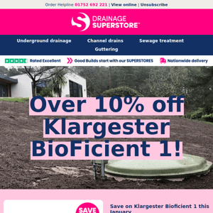 10% off popular Klargester sewage treatment!
