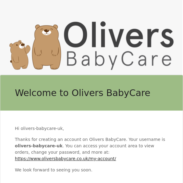 Your Olivers BabyCare account has been created!