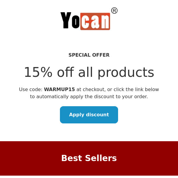 YocanUSA Site-Wide 15% Off!