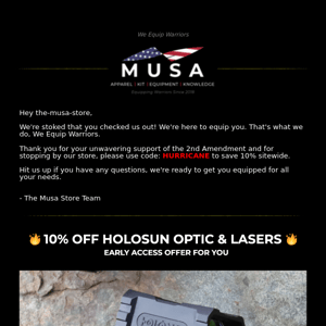 🚨 The Musa Store, it's time to kit up!  Save 10% Right Now🚨