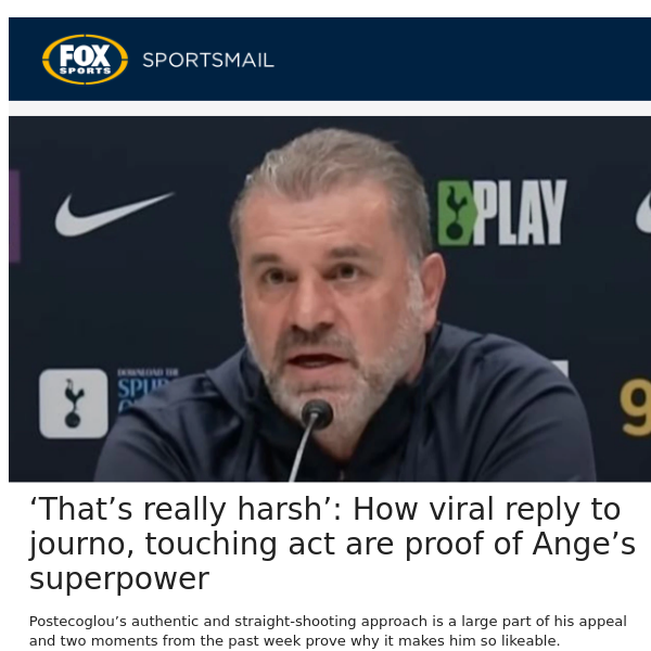 ‘That’s really harsh’: How viral reply to journo, touching act are proof of Ange’s superpower
