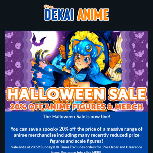 Halloween Sale NOW ON! - Save 20%