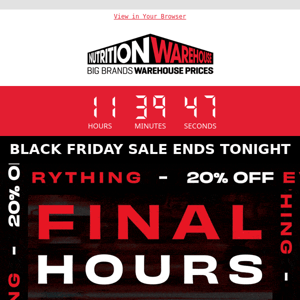 Nutrition Warehouse, Hurry, 12 Hours Left ⏰