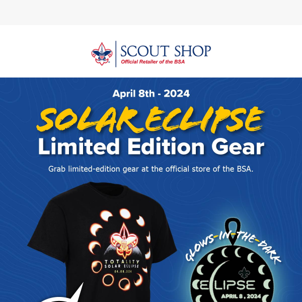 Gear Up for the 2024 Solar Eclipse: Limited-Edition Scout Swag Inside! 🌑