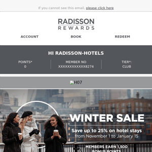 Winter Sale: Earn 1,500 bonus points and save up to 25%