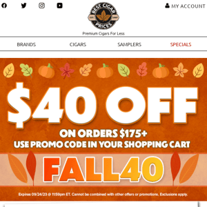 🍂 $40 Off Your Order 🍂
