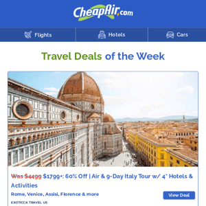 $1799+ Italy w/Air | $1154+ Balcony Cruises | Nashville Hotel & more