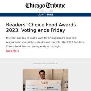 Voting ends tonight for the Readers' Choice Food Awards