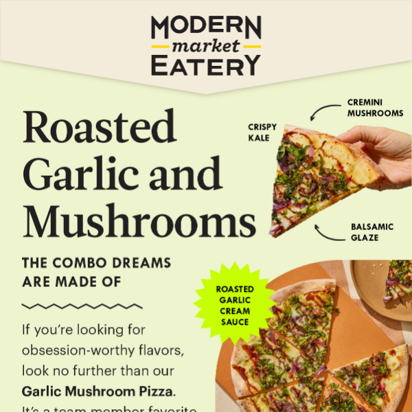 $10 Garlic Mushroom Pizza Today!
