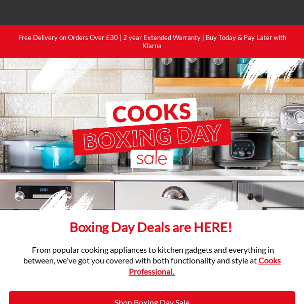 Unmissable Boxing Day Deals at Cooks Professional ✨