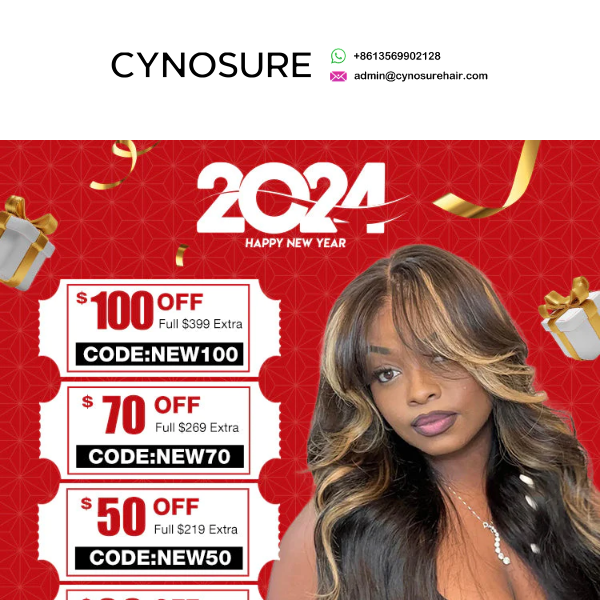 Year: Ending! Best Offer for you($100 OFF + Free Wig)