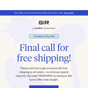 Holy Ship! Free Shipping Ends Today