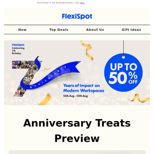 Sneak Peek: Get Ready to Save Big - FlexiSpot's 7th Anniversary Sale Up to 50% Off!"