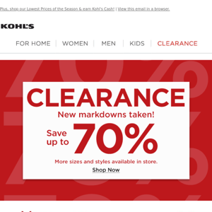 THIS JUST IN 📣 Take up to 70% off new clearance markdowns!
