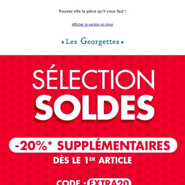 Code EXTRA20 : Offres exceptionnelles !