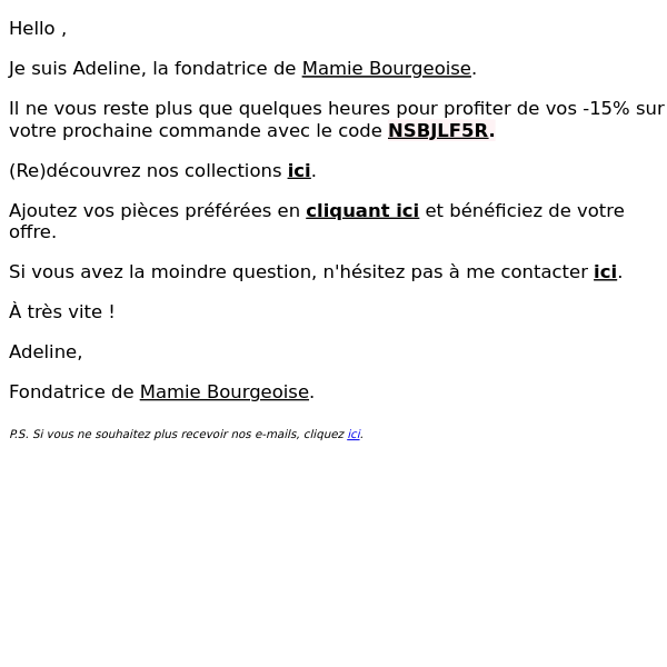 ⏳ -15% : plus que quelques heures pour en profiter