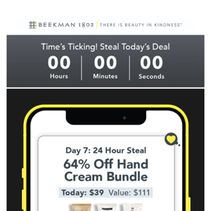 Last 24 Hour Steal: 64% off Hand Care Bundle ​