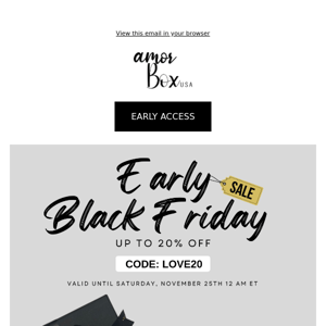 BLACK FRIDAY EARLY ACCESS: Starts Now ⏰