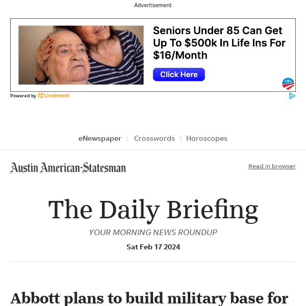 Daily Briefing: Abbott plans to build military base for National Guard troops at border
