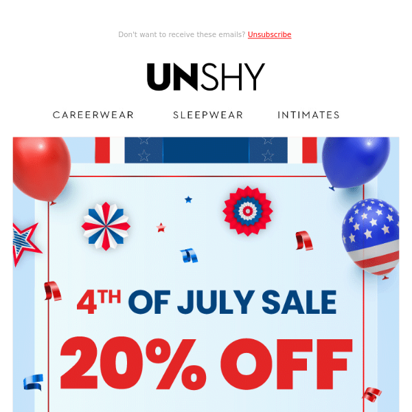 🥳 Celebrate 4th of July with 20% Off Everything ❗ 💙🤍❤️