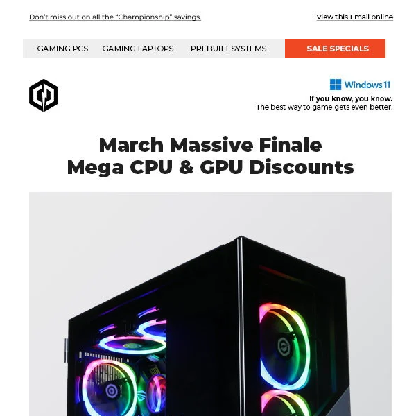 ✔ CyberPowerPC March Finale Deals - Massive CPU & GPU Savings