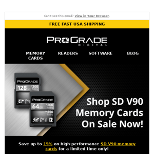 Save on SD V90 Memory Cards Now!