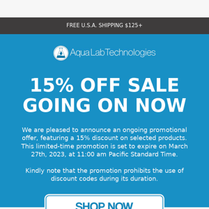 15% OFF SALE GOING ON NOW