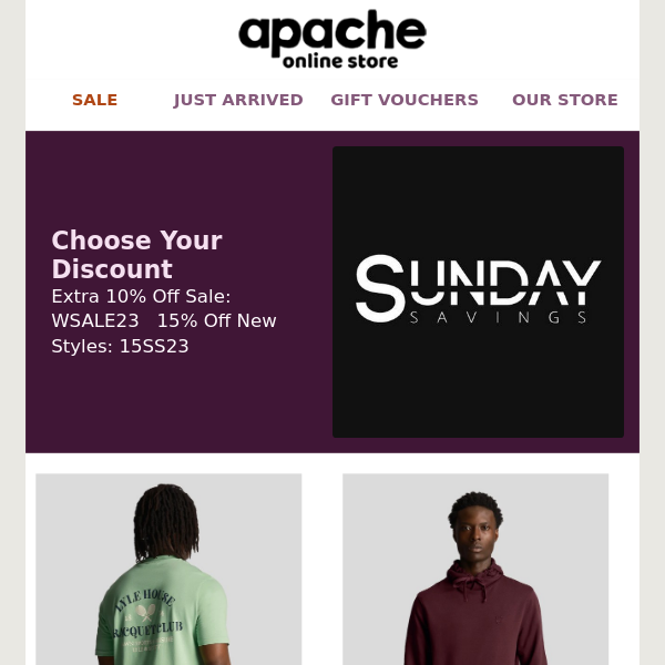 Apache Your Sunday Savings Are Here