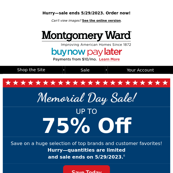Get up to 75% Off at the Memorial Day Sale!