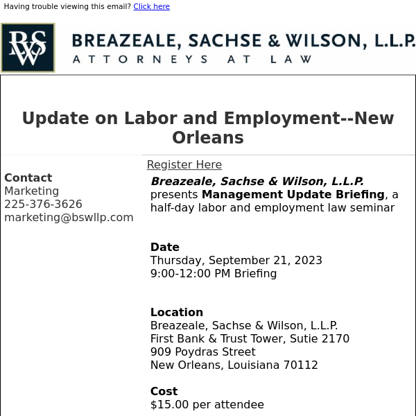 Attend Update on Labor and Employment