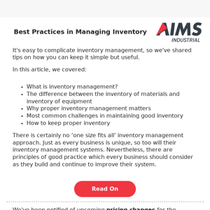 Best Practices in Managing Inventory