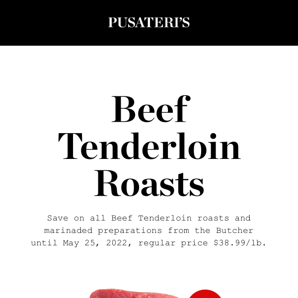 Flash Sale Promotion: Beef Tenderloin Roasts