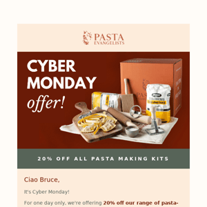 20% off Pasta Making Kits 🧑‍🍳