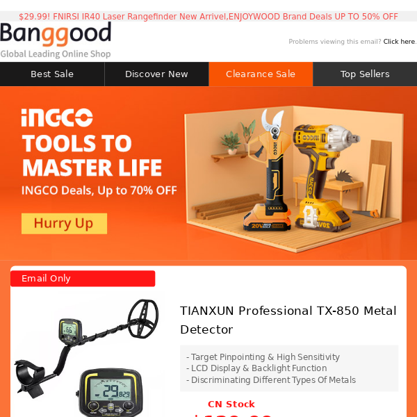 May Tools Sale 48H Countdown! ] Last Wave to Get $129.99 Metal Detector &  $26.34 Cordless Chainsaw! Garden Tools Down To $2.63! - Banggood