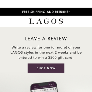 Win a $500 LAGOS gift card!