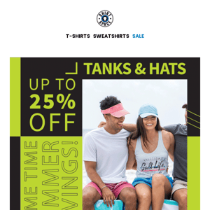 25% Off Tanks & Hats + Free Shipping at $59
