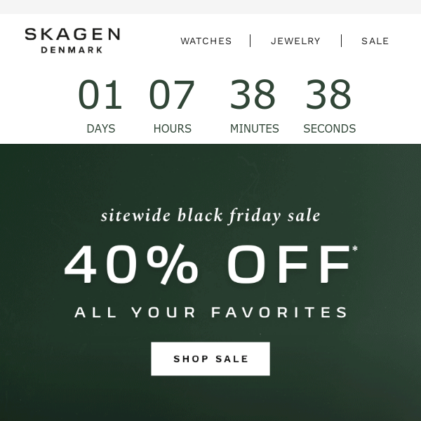 Skagen black deals friday sale