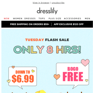 Hurry Up, 8-HRS TUESDAY SALE IS BEGINNING