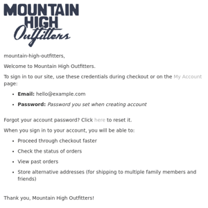 Welcome to Mountain High Outfitters