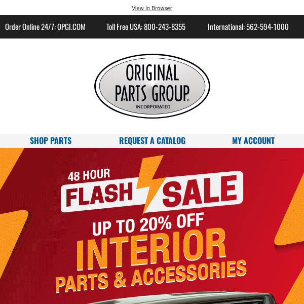 48 Hour Flash Sale! Interior Parts & Accessories