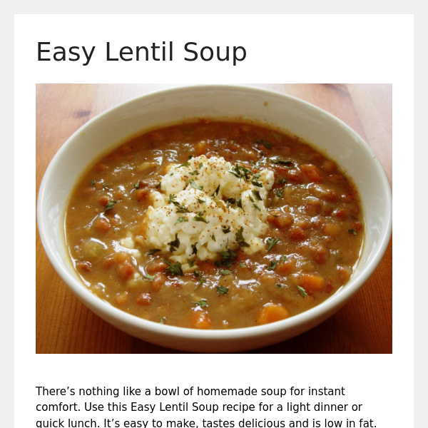 Foodie Fitness (Easy Lentil Soup)