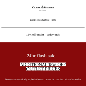 Outlet FLASH SALE 🔴 15% off all outlet pieces