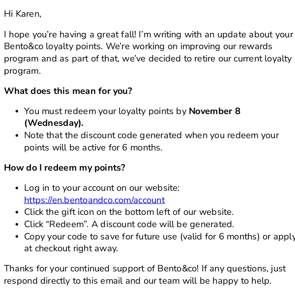 Loyalty Points Expire November 8